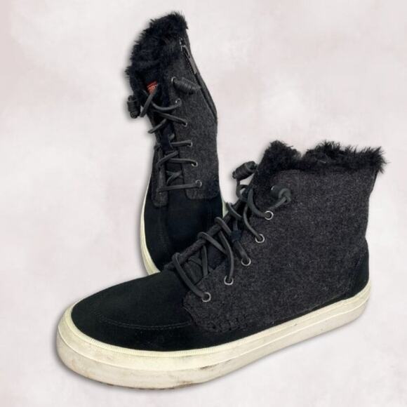 Sperry Crest Lug High-Top Sneakers Shoes Suede Wool Lace Up Closure Black W 9.5M - Picture 1 of 7